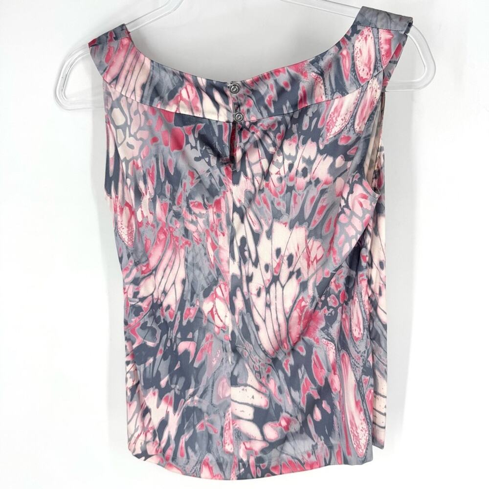 St. John Abstract Round Neck Silk Tank Top Pink and Grey Size Small - Picture 3 of 7